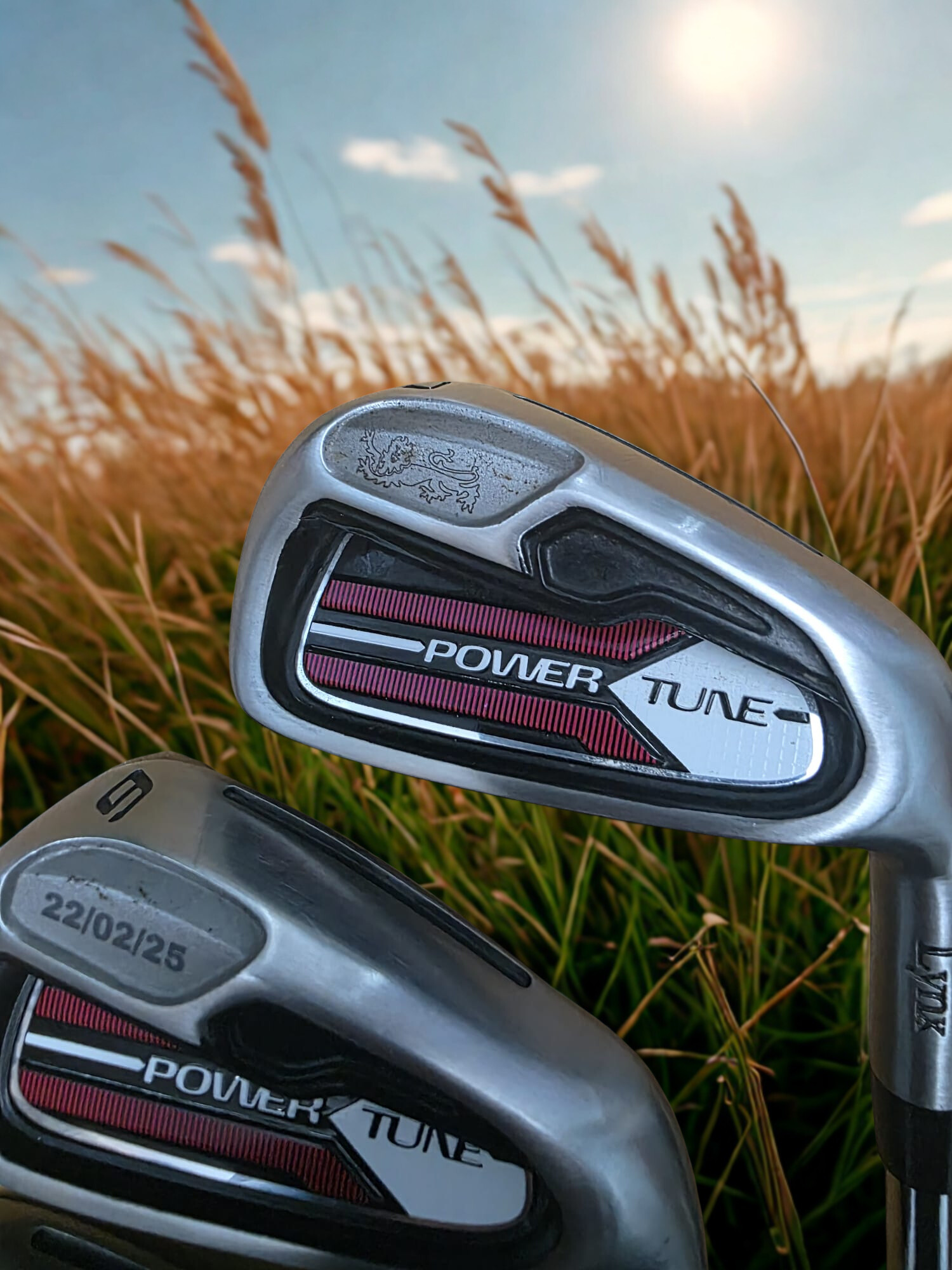 Close-up of laser engraving on golf iron